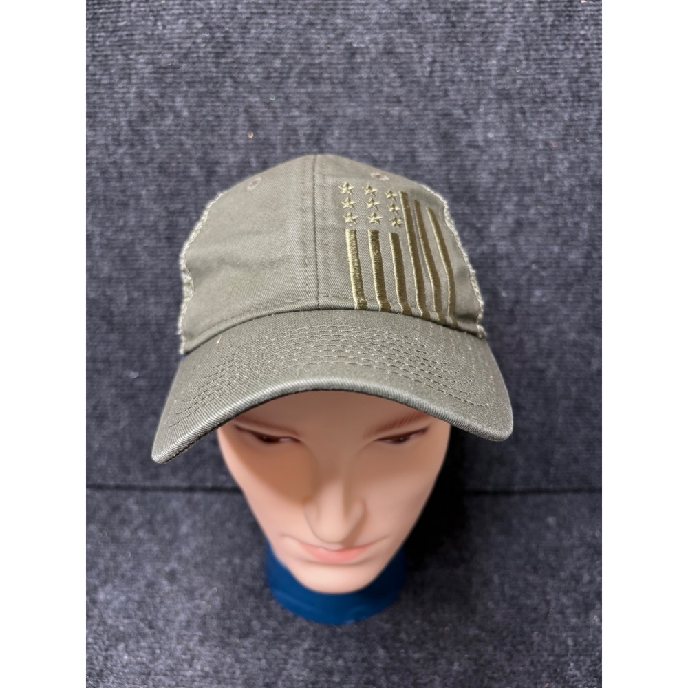 Unbranded Olive Green American Flag Trucker Hat Snapback Mesh Cap Patriotic